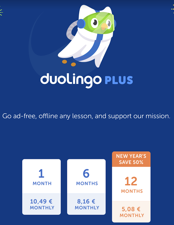 Duolingo Plus prices
