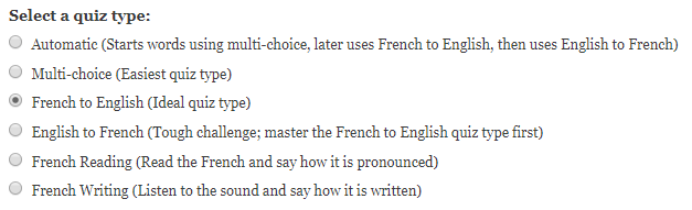 French to English quiz type