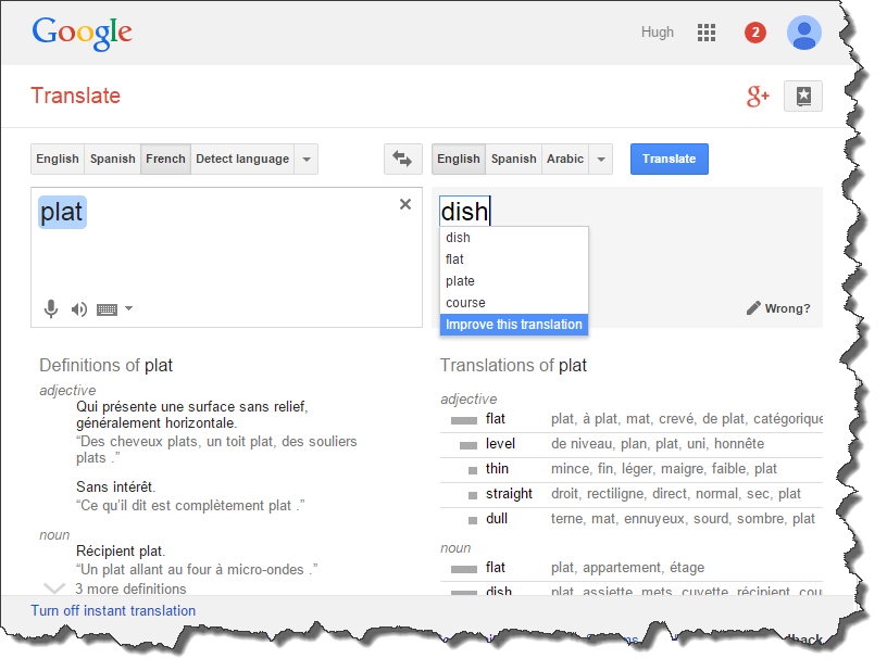 Google Translate plat