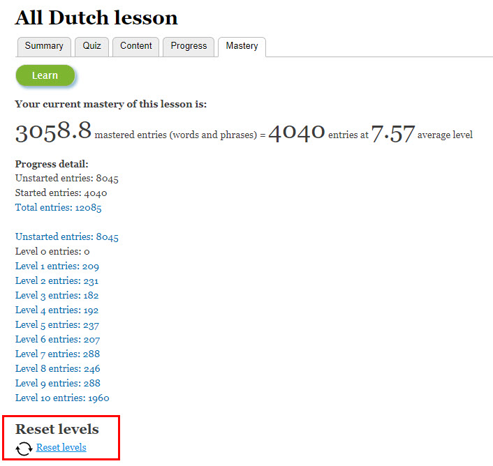 reset All Dutch lesson