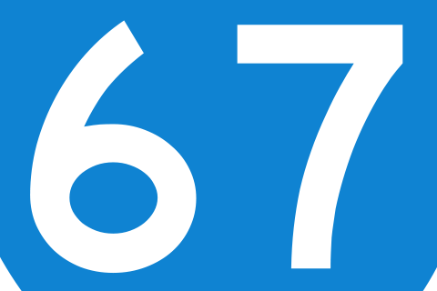 Sixty-seven. The Thai for "sixty-seven" is "หกสิบเจ็ด".