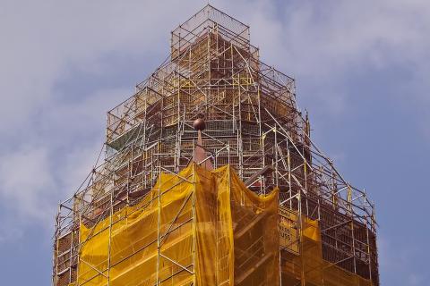 The scaffolding. The Dutch for "the scaffolding" is "de stelling". The scaffolding. The Dutch for "the scaffolding" is "de stelling".