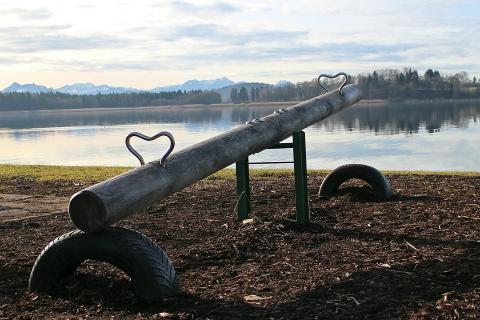 Seesaw. The French for "seesaw" is "bascule".