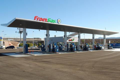 A petrol station. The French for "a petrol station" is "une station-essence".