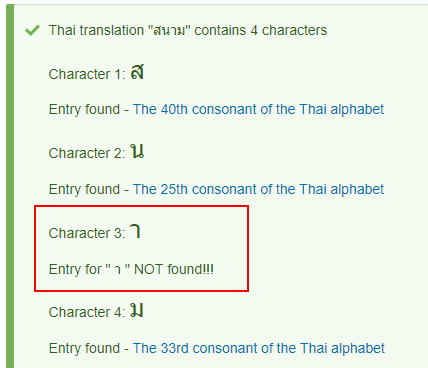 character not found