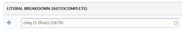 Literal breakdown field filled-in