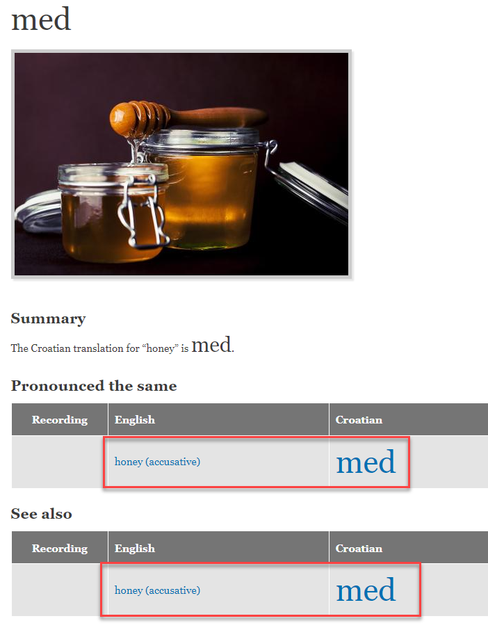 Two links to the same word
