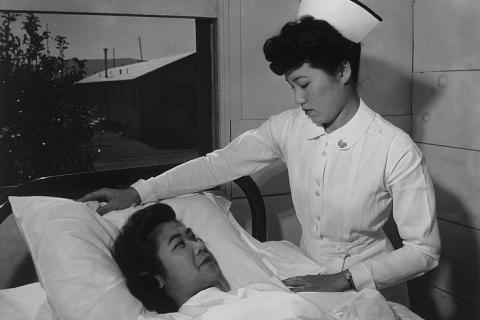 A nurse and a patient. The Thai for "a nurse and a patient" is "พยาบาลและผู้ป่วย". A nurse and a patient. The Thai for "a nurse and a patient" is "พยาบาลและผู้ป่วย".