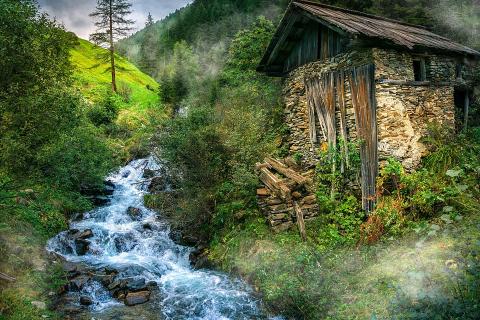 A hut by a stream. The Thai for "a hut by a stream" is "กระท่อมริมลำธาร". A hut by a stream. The Thai for "a hut by a stream" is "กระท่อมริมลำธาร".
