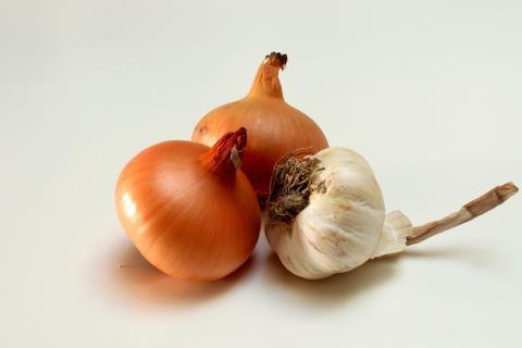 A garlic bulb and two onions. The Thai for "a garlic bulb and two onions" is "กระเทียมหนึ่งหัวและหัวหอมสองหัว". A garlic bulb and two onions. The Thai for "a garlic bulb and two onions" is "กระเทียมหนึ่งหัวและหัวหอมสองหัว".