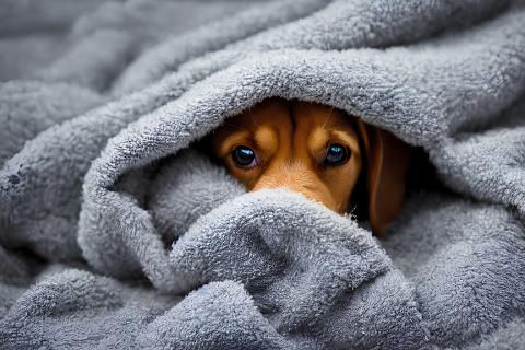 A dog under a grey blanket. The Thai for "a dog under a grey blanket" is "สุนัขใต้ผ้าห่มสีเทา". A dog under a grey blanket. The Thai for "a dog under a grey blanket" is "สุนัขใต้ผ้าห่มสีเทา".