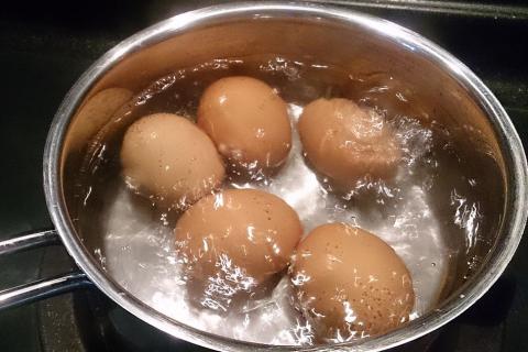 Five hard-boiled eggs in a pot. The Thai for "five hard-boiled eggs in a pot" is "ไข่ต้มห้าใบในหม้อ". Five hard-boiled eggs in a pot. The Thai for "five hard-boiled eggs in a pot" is "ไข่ต้มห้าใบในหม้อ".