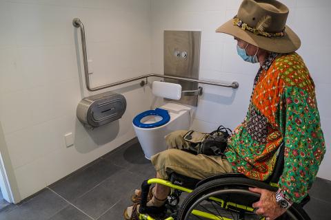 Accessible toilet. The Thai for "accessible toilet" is "ห้องน้ำคนพิการ". Accessible toilet. The Thai for "accessible toilet" is "ห้องน้ำคนพิการ".